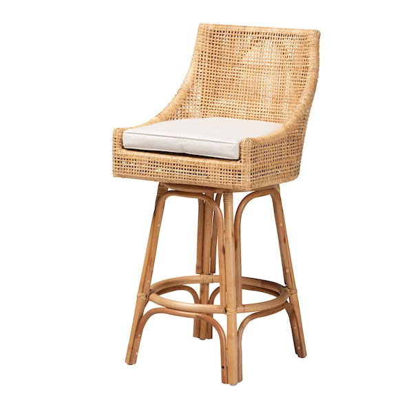 Baxton Studio Bella Modern Bohemian Natural Brown Rattan Bar Stool 228-13091-ZORO - main